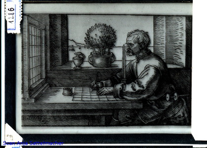 Slide: Perspective with Dürer copperplate engraving