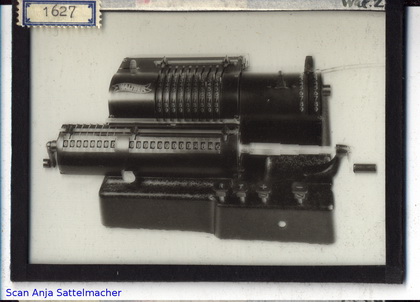 Slide belongig to the Walther calculating machine