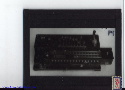 Slide belonging to the Mercedes calculating machine