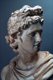 Apollo of the Belvedere with parabolic curve