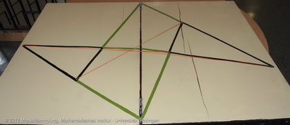 Large demonstration model of the Desargues' theorem in space