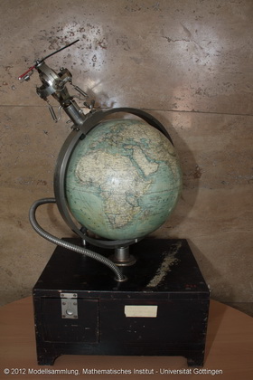 Model of the gyro compass with globe built-in elevator mechanism