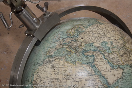 Model of the gyro compass with globe built-in elevator mechanism