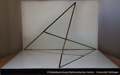 Large demonstration model of the Desargues' theorem in space