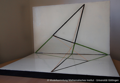 Large demonstration model of the Desargues' theorem in space