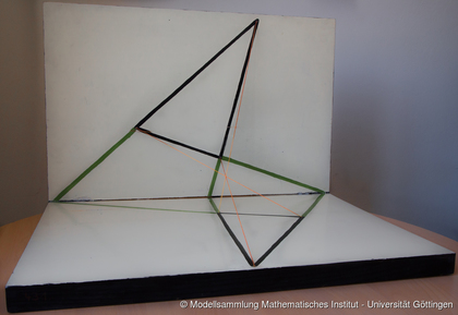 Large demonstration model of the Desargues' theorem in space